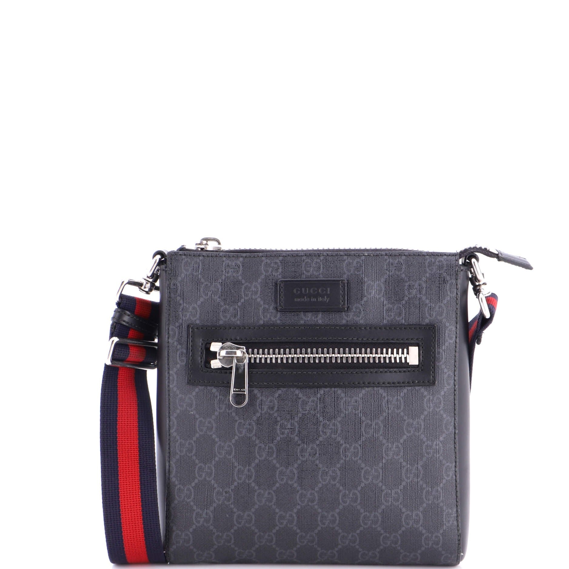 Web Strap Front Zip Messenger Bag GG Coated Canvas Small