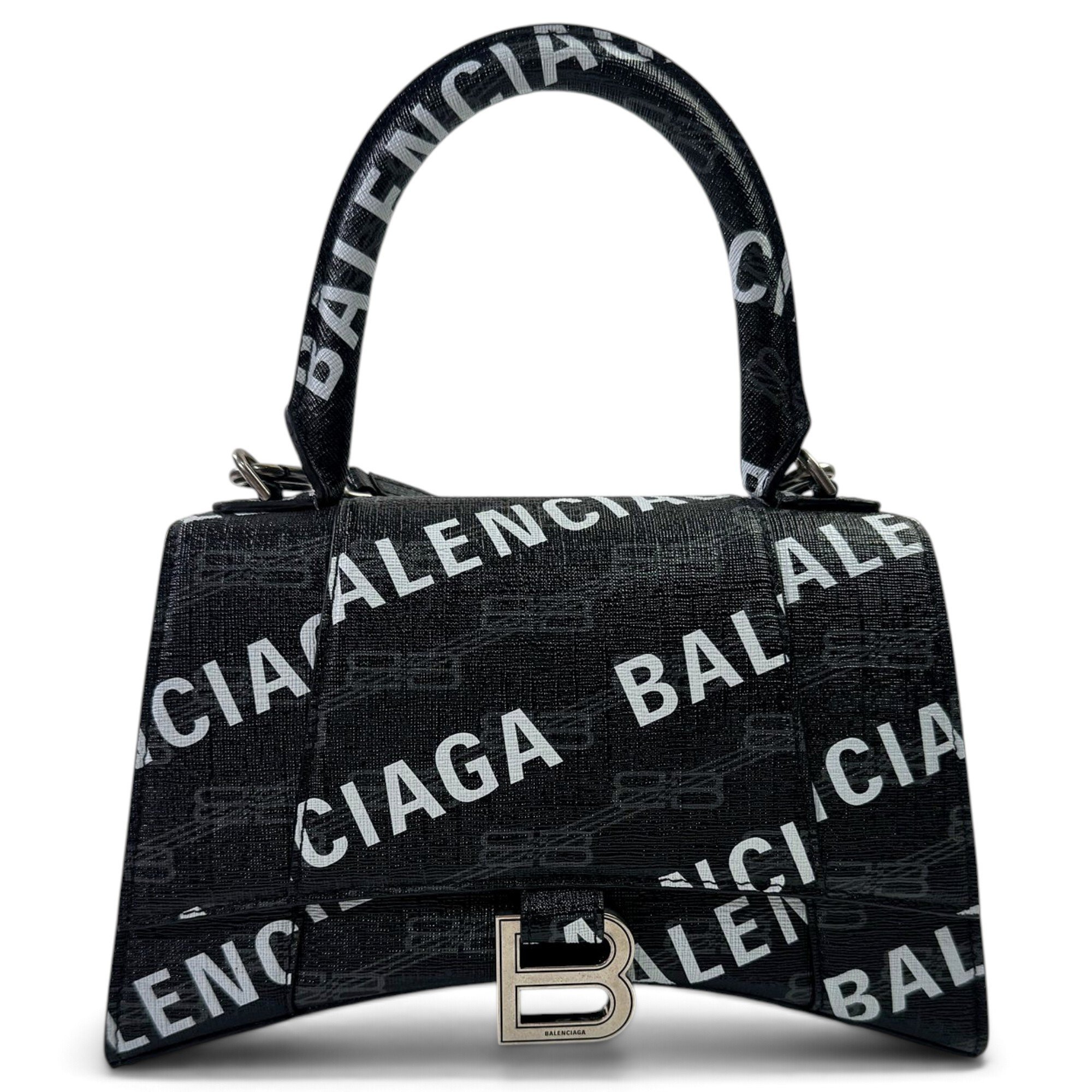Hourglass leather handbag