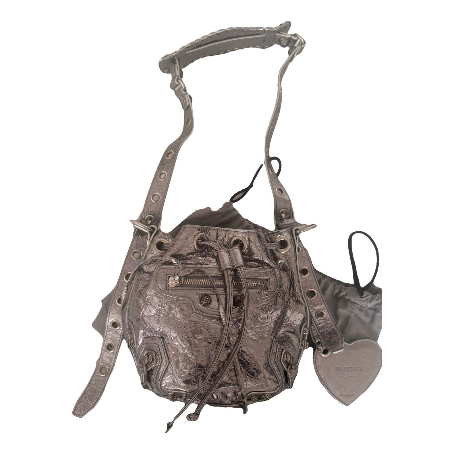 Pompon leather crossbody bag