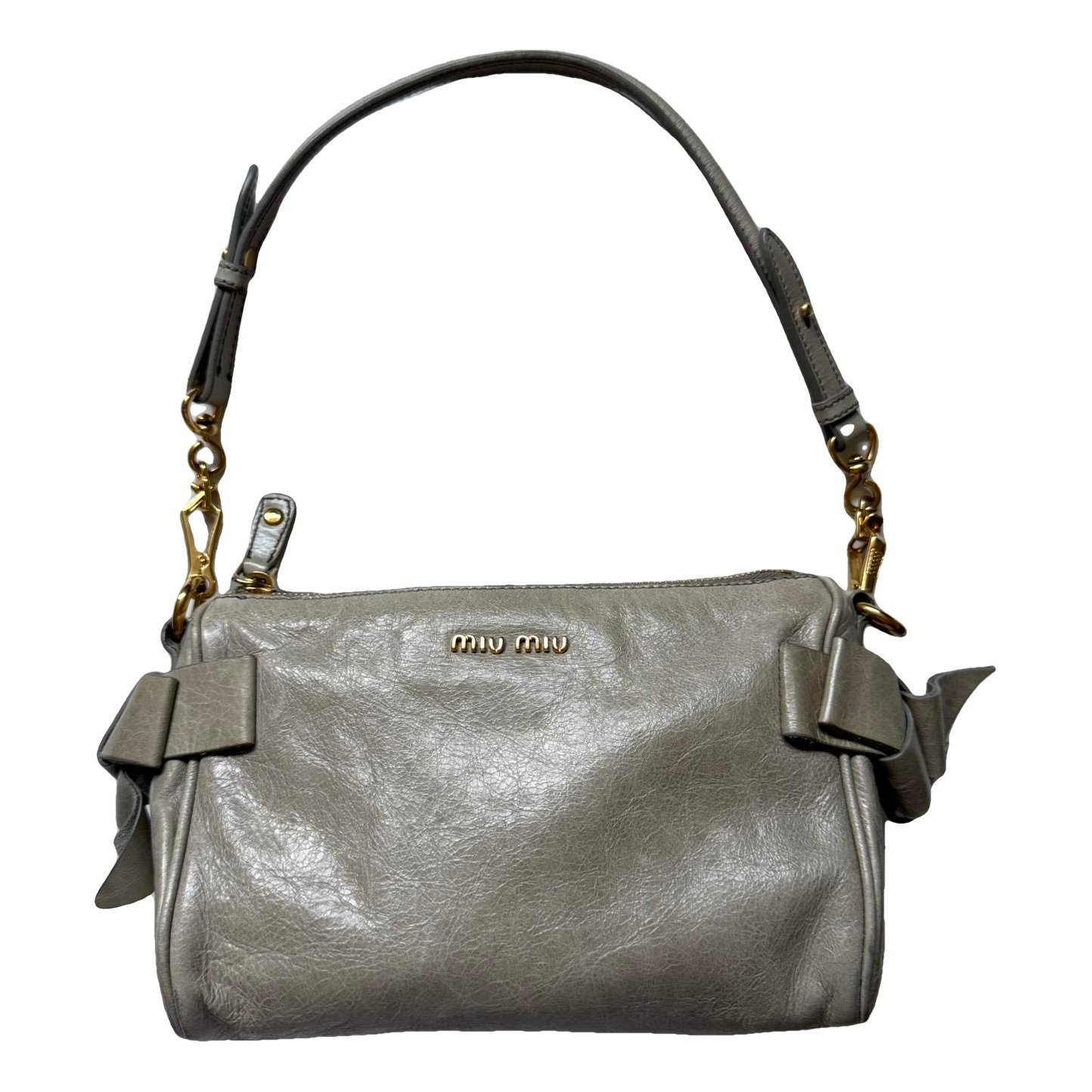 Bow bag leather handbag