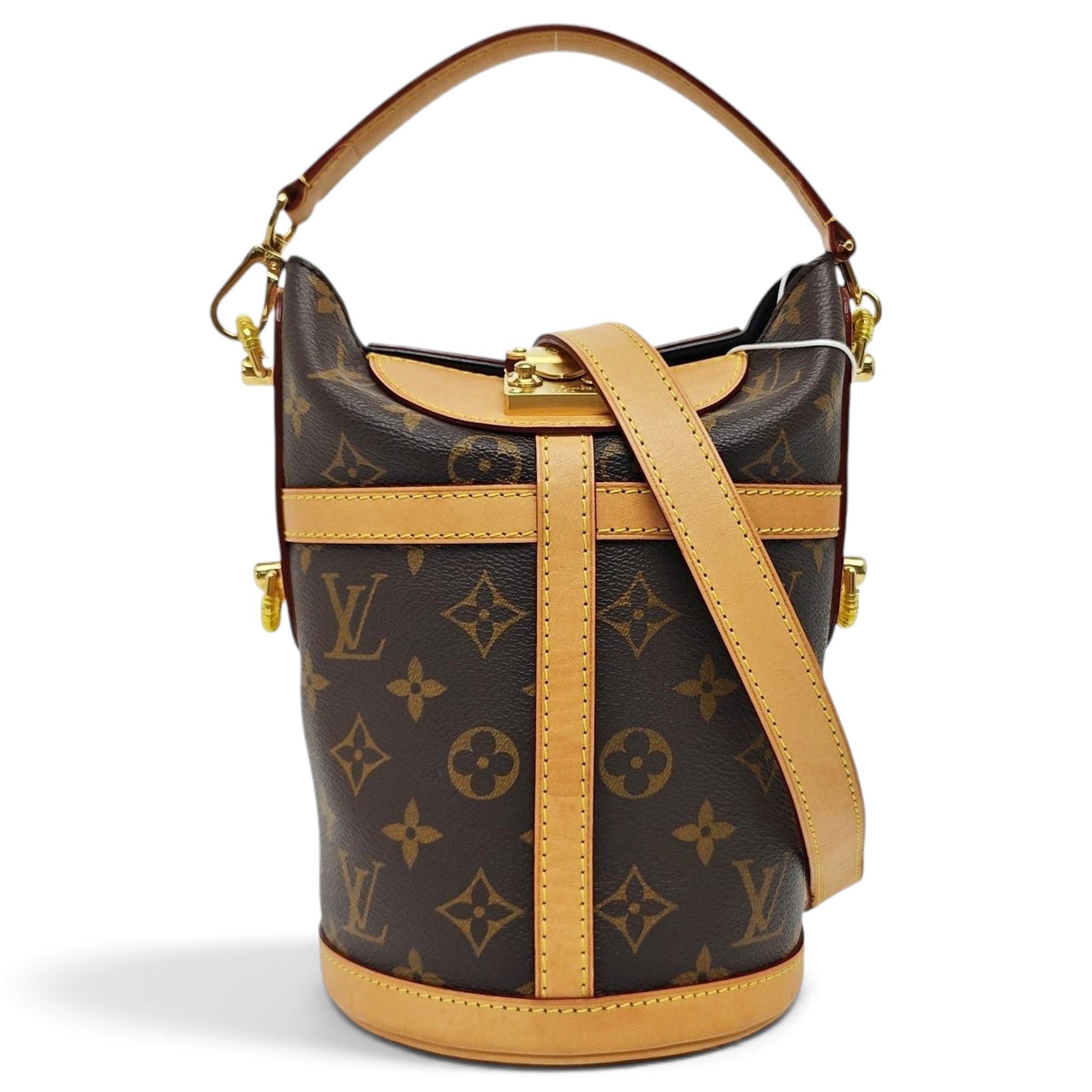 Duffle leather handbag