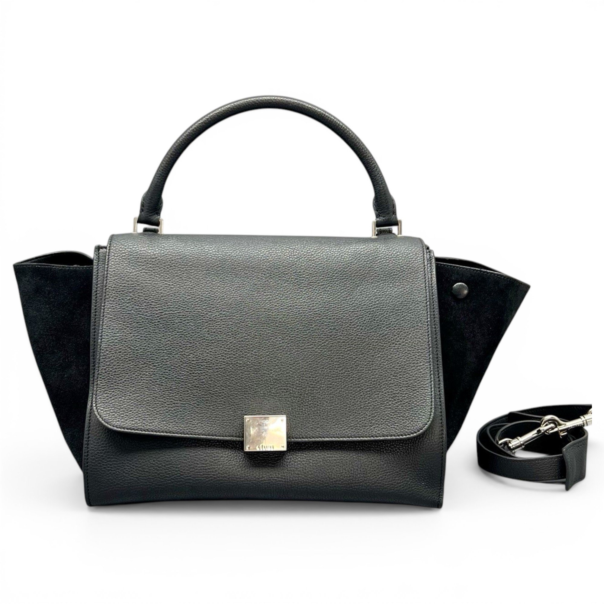 Trapèze leather handbag