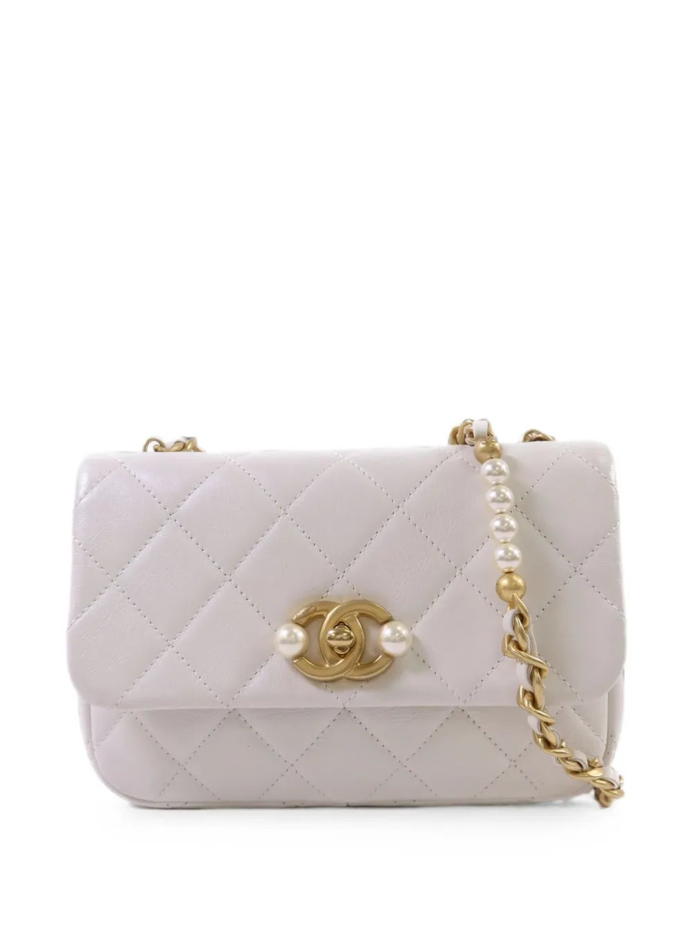CC pearl-details quilted leather shoulder bag