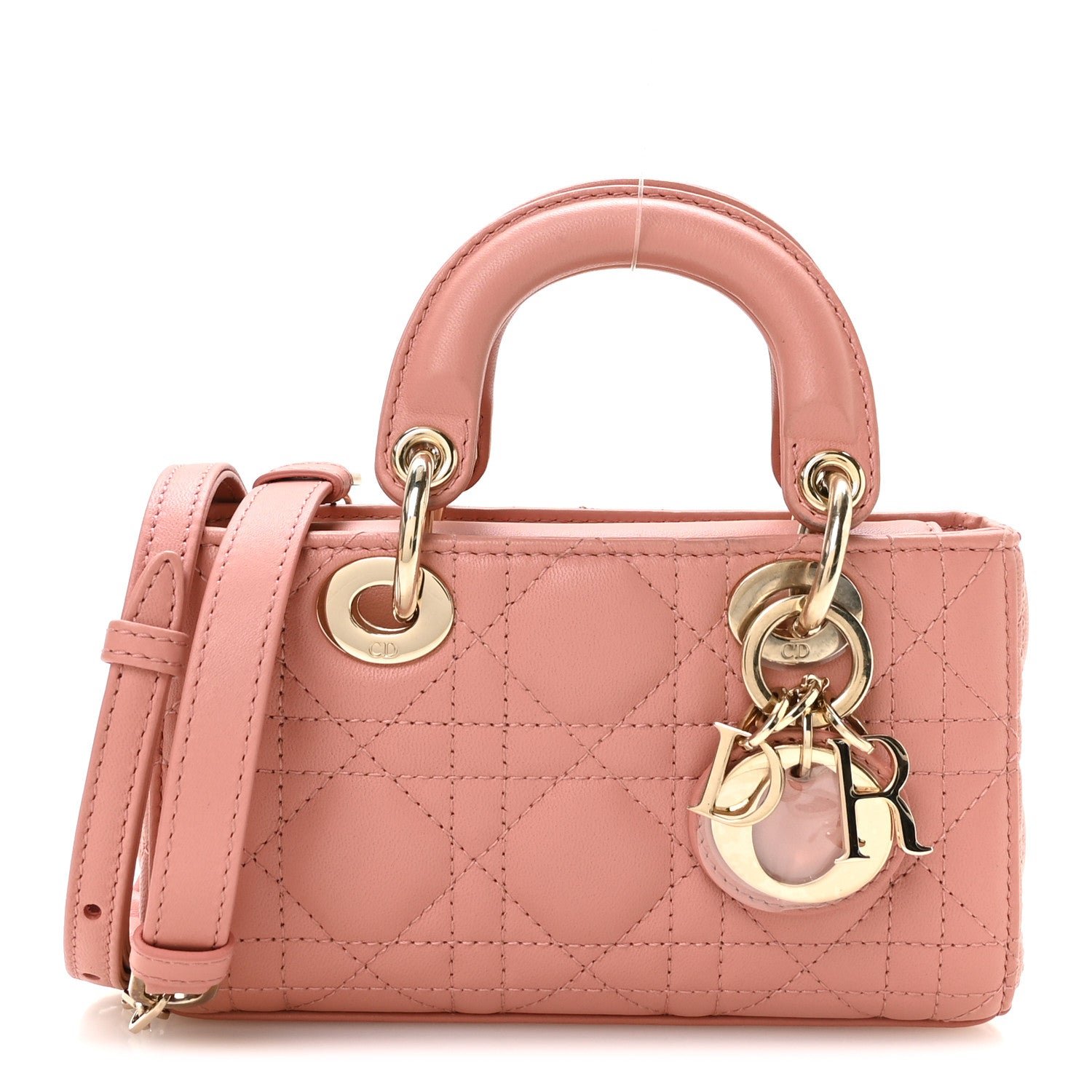 Christian Dior Lambskin Cannage Micro Lady D-Joy Pink