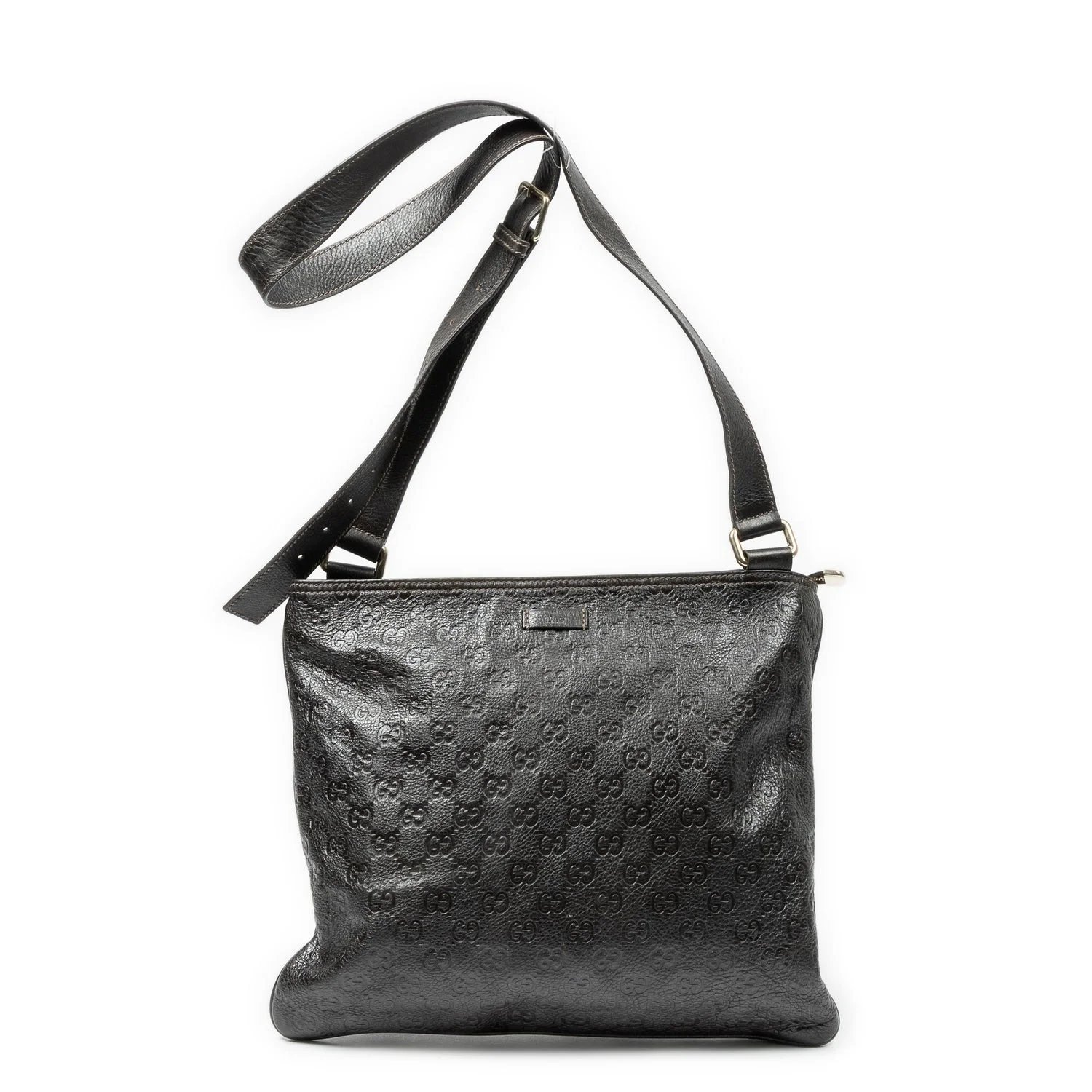 Leather Large Square Zip Messenger