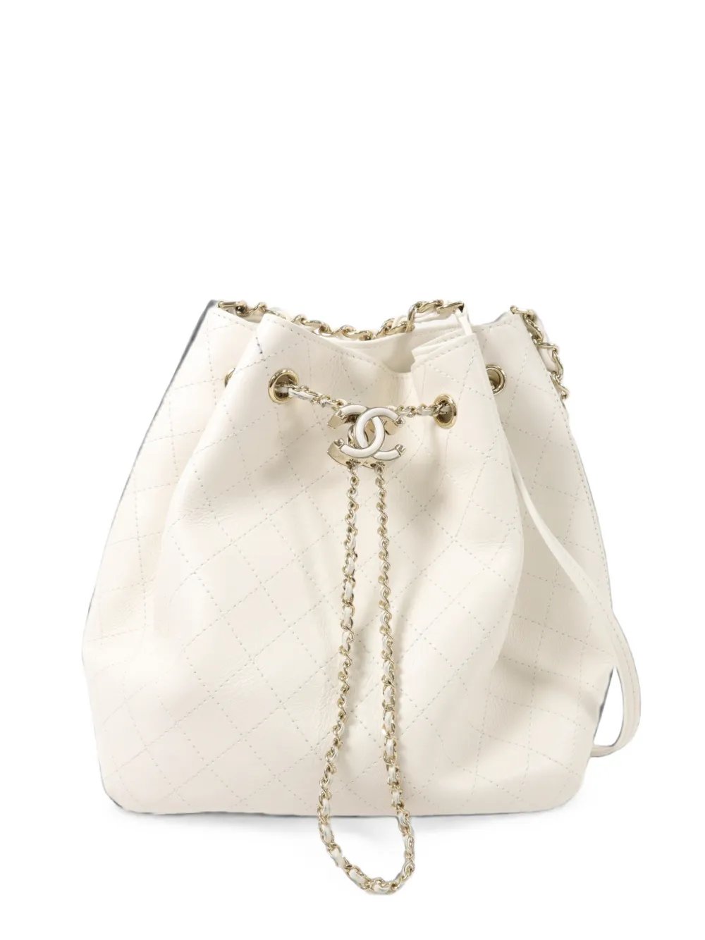 quilted CC calf leather shoulder bag