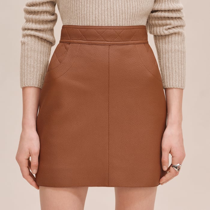 Marron Fauve Miniskirt With Quilted Detail