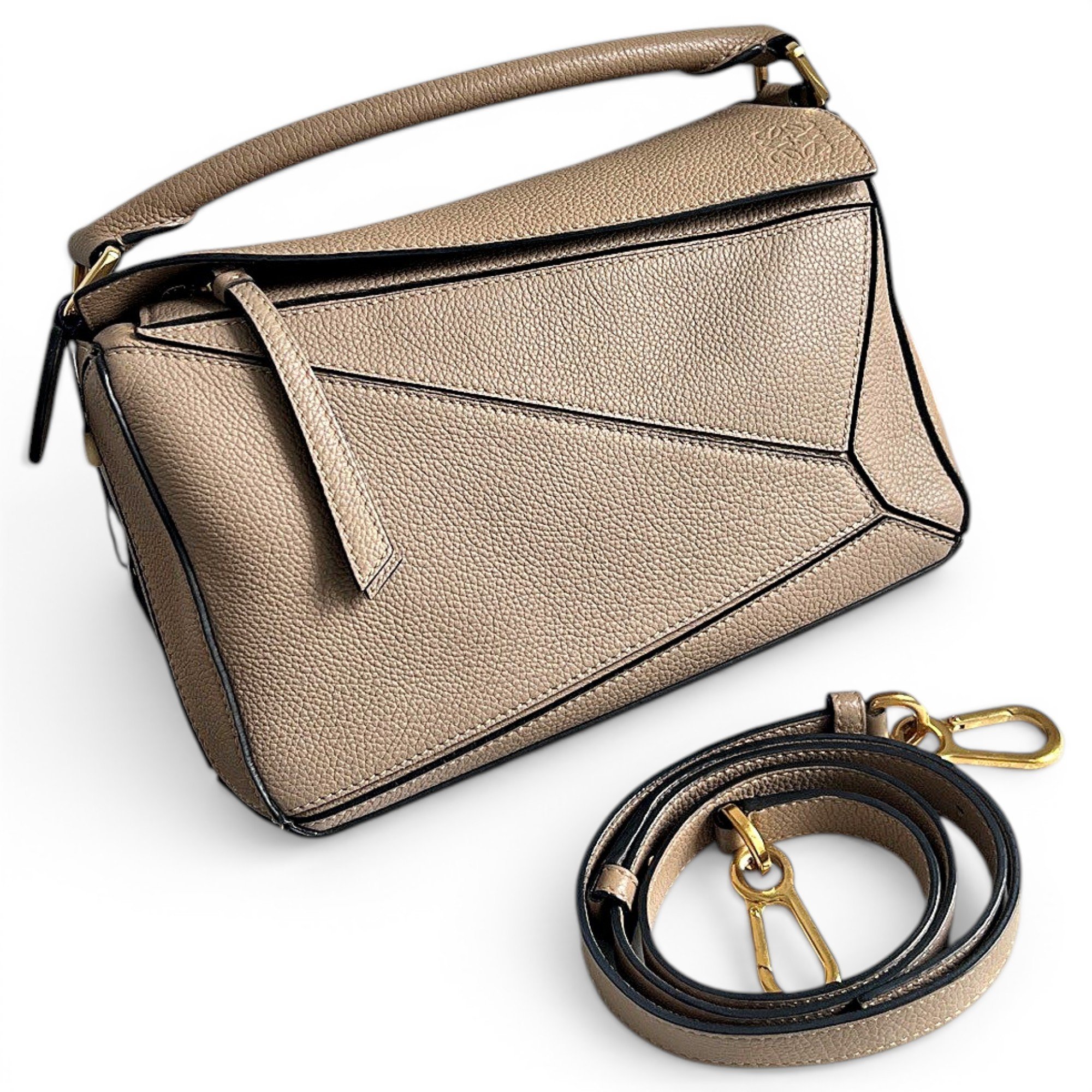 Puzzle leather handbag