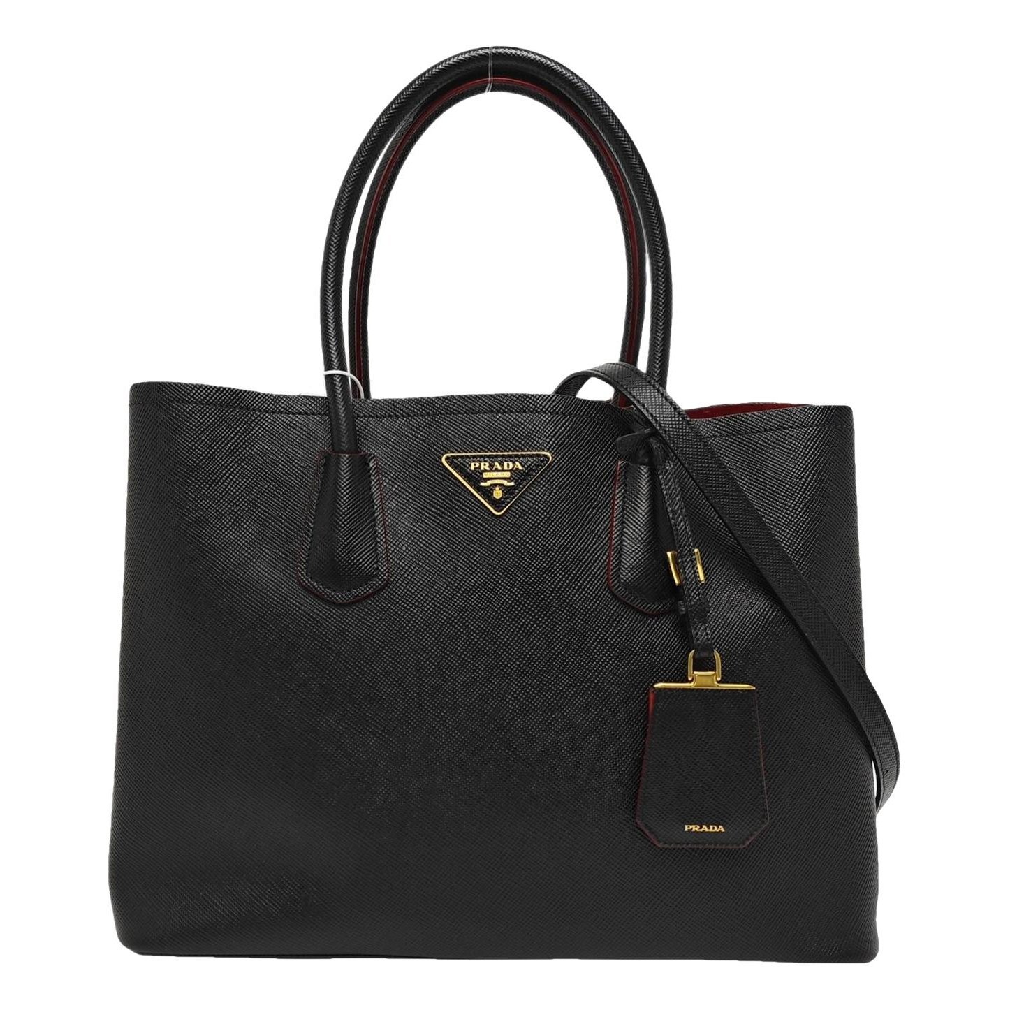 Double leather handbag