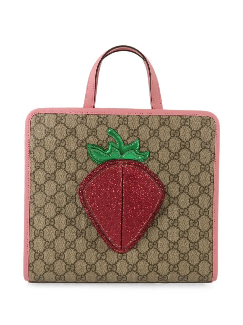 strawberry-appliqué tote bag