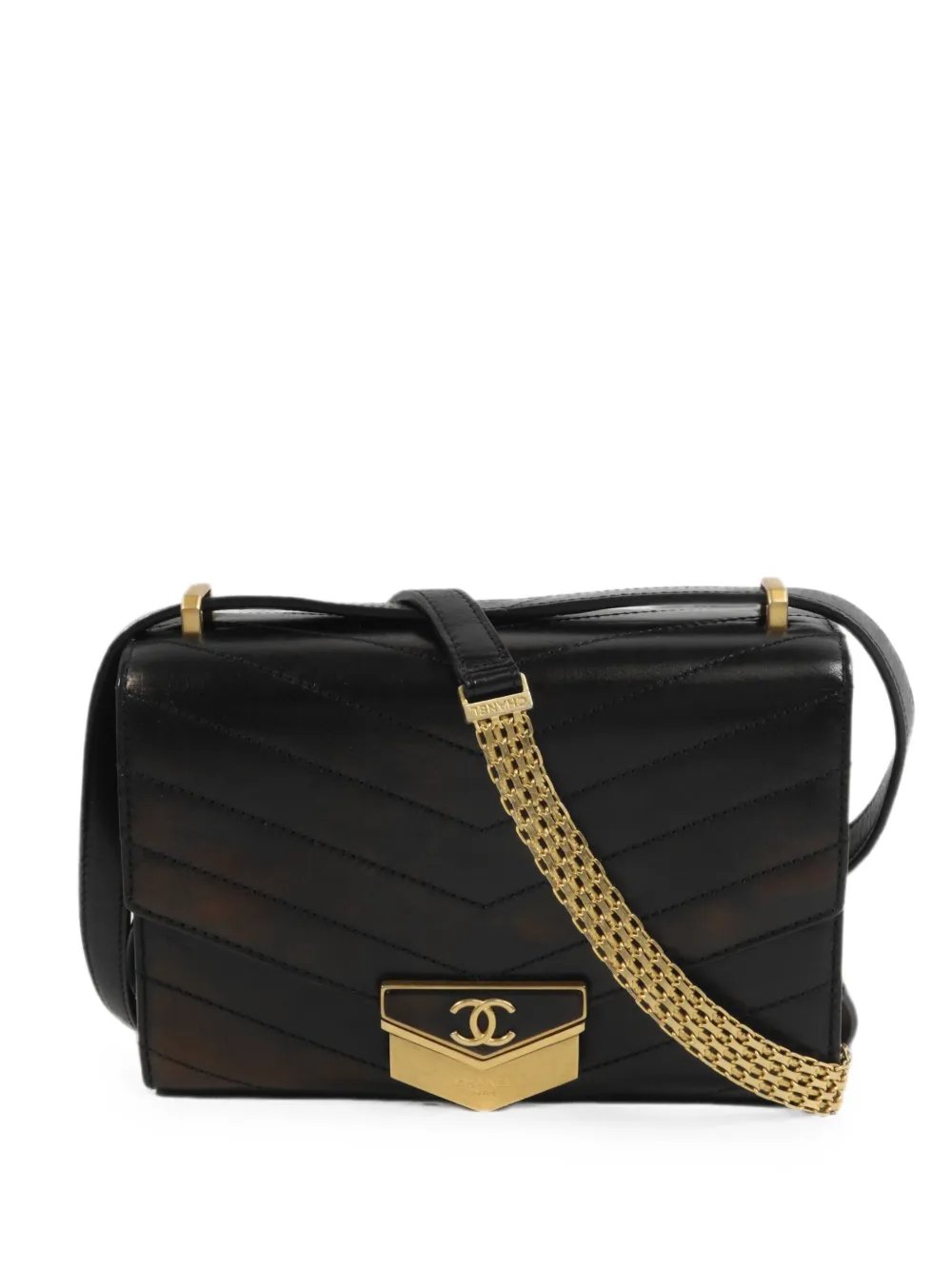 Chevron CC Medal flap satchel bag