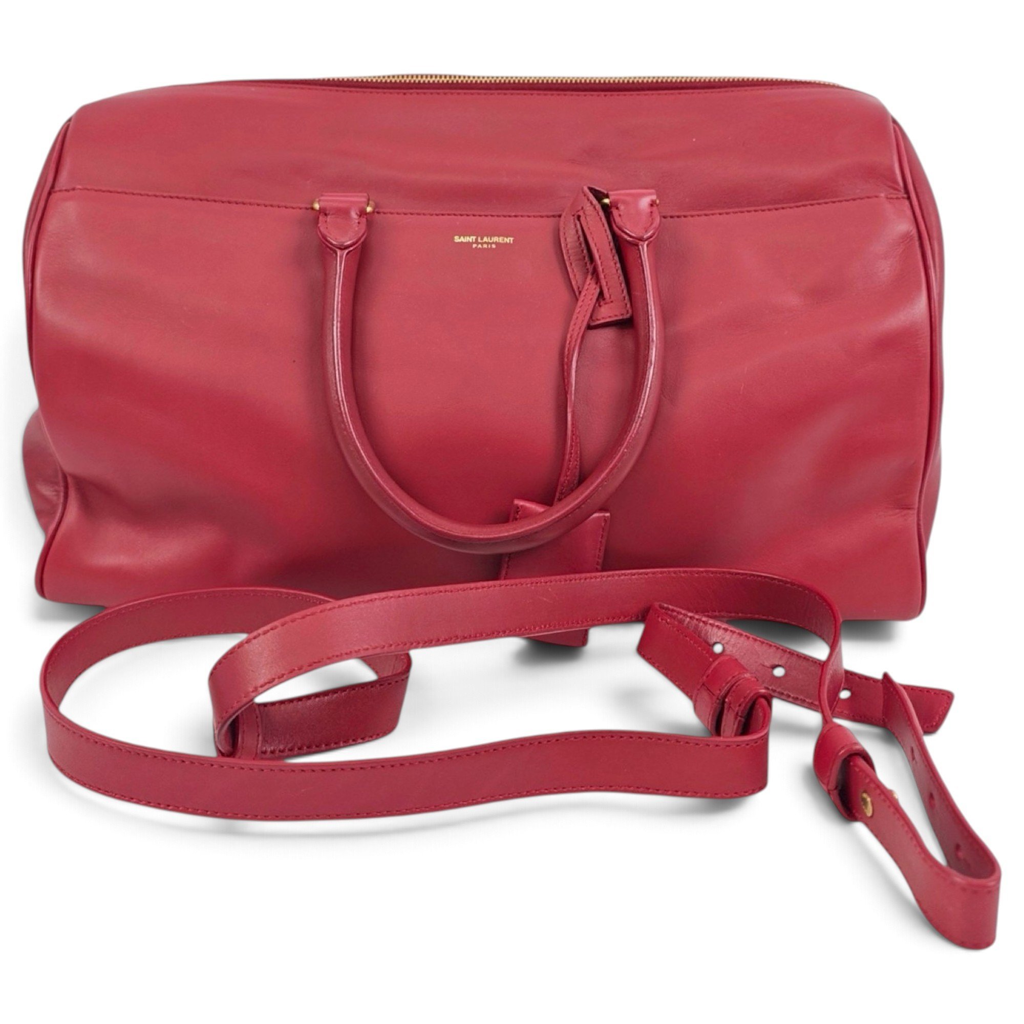 Duffle leather bowling bag