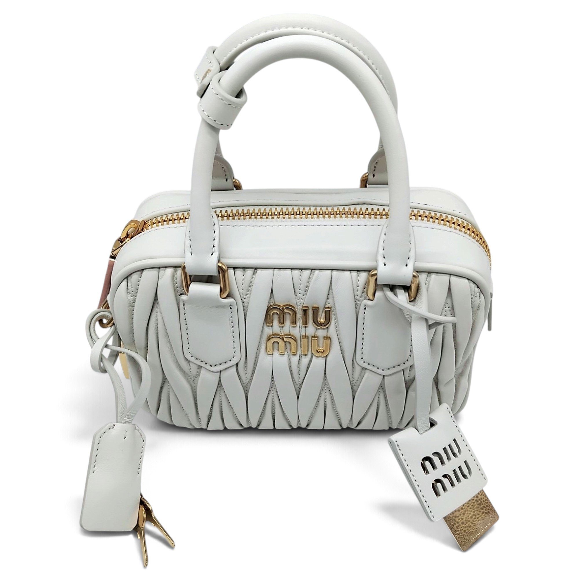 Matelassé leather bowling bag