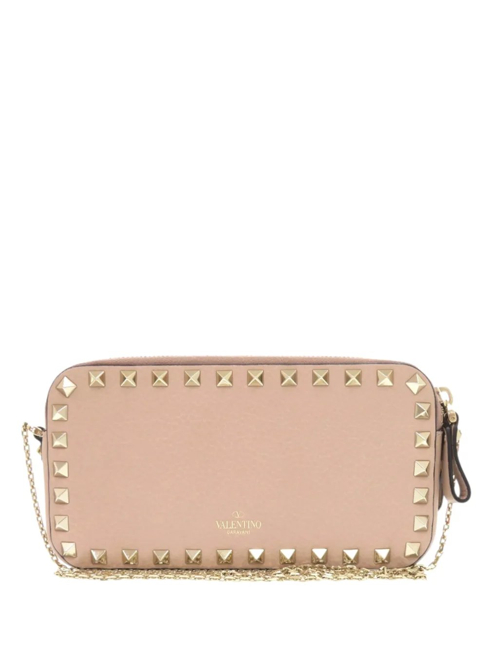 2000-2017 Pebbled Calfskin Rockstud Double Zip Chain Pouch crossbody bag