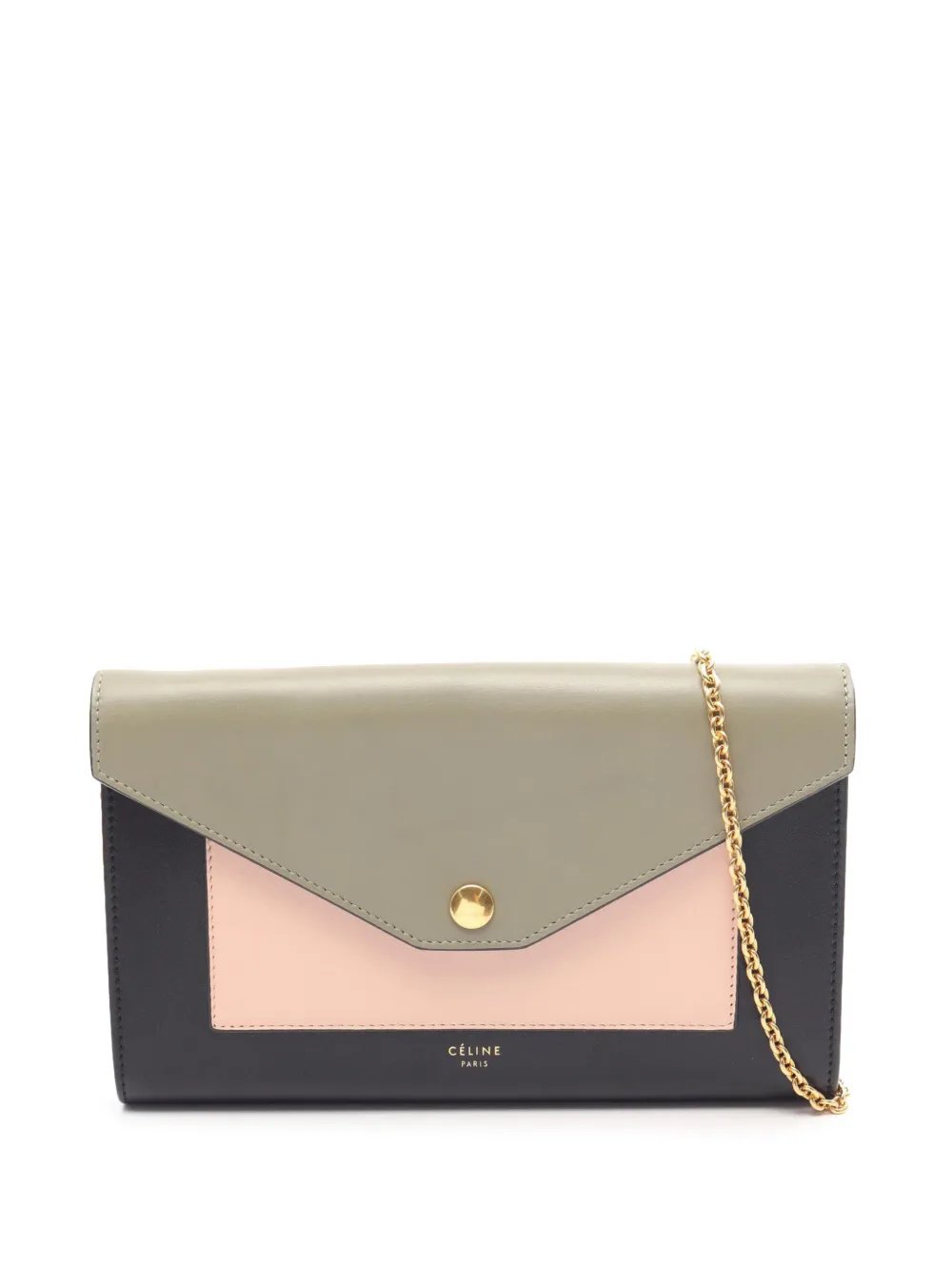2010-2026 Tricolor Leather Pocket Envelope Wallet On Chain crossbody bag