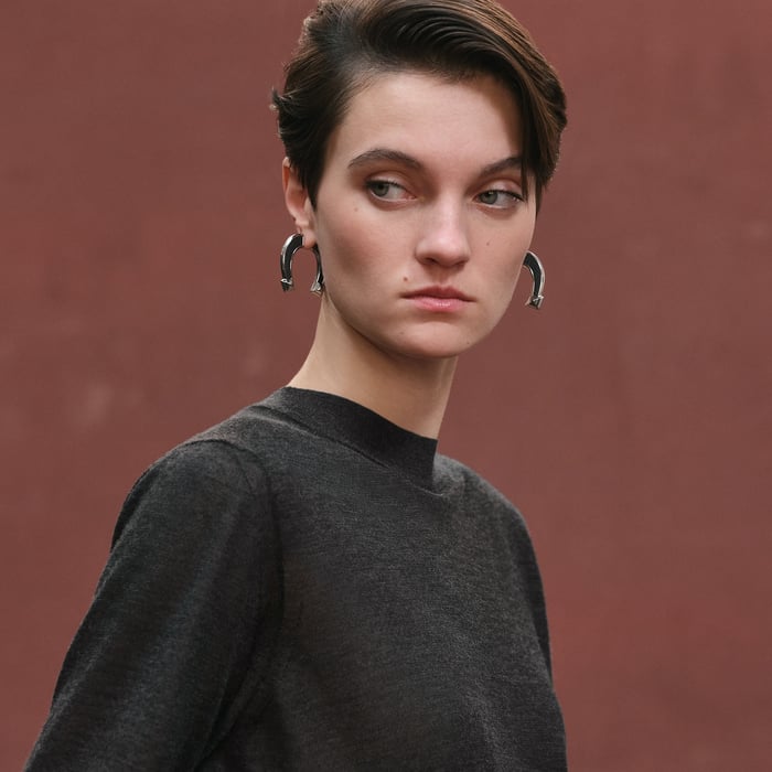 Gris Volcanique Cashmere Long-sleeve Sweater