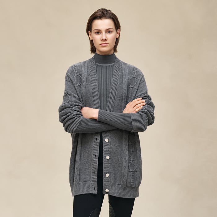 Gris Osmium Buttoned Cardigan