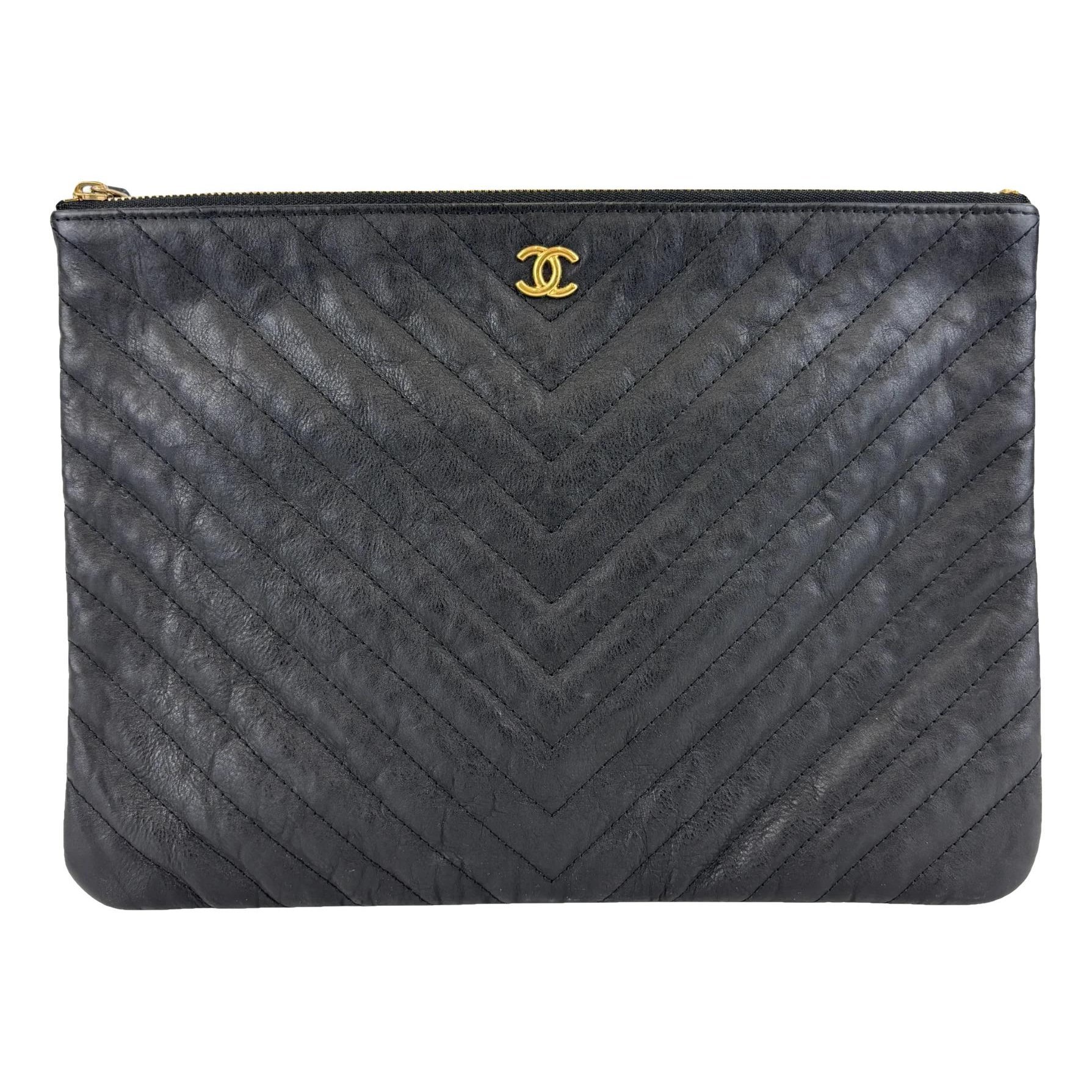 Leather clutch bag