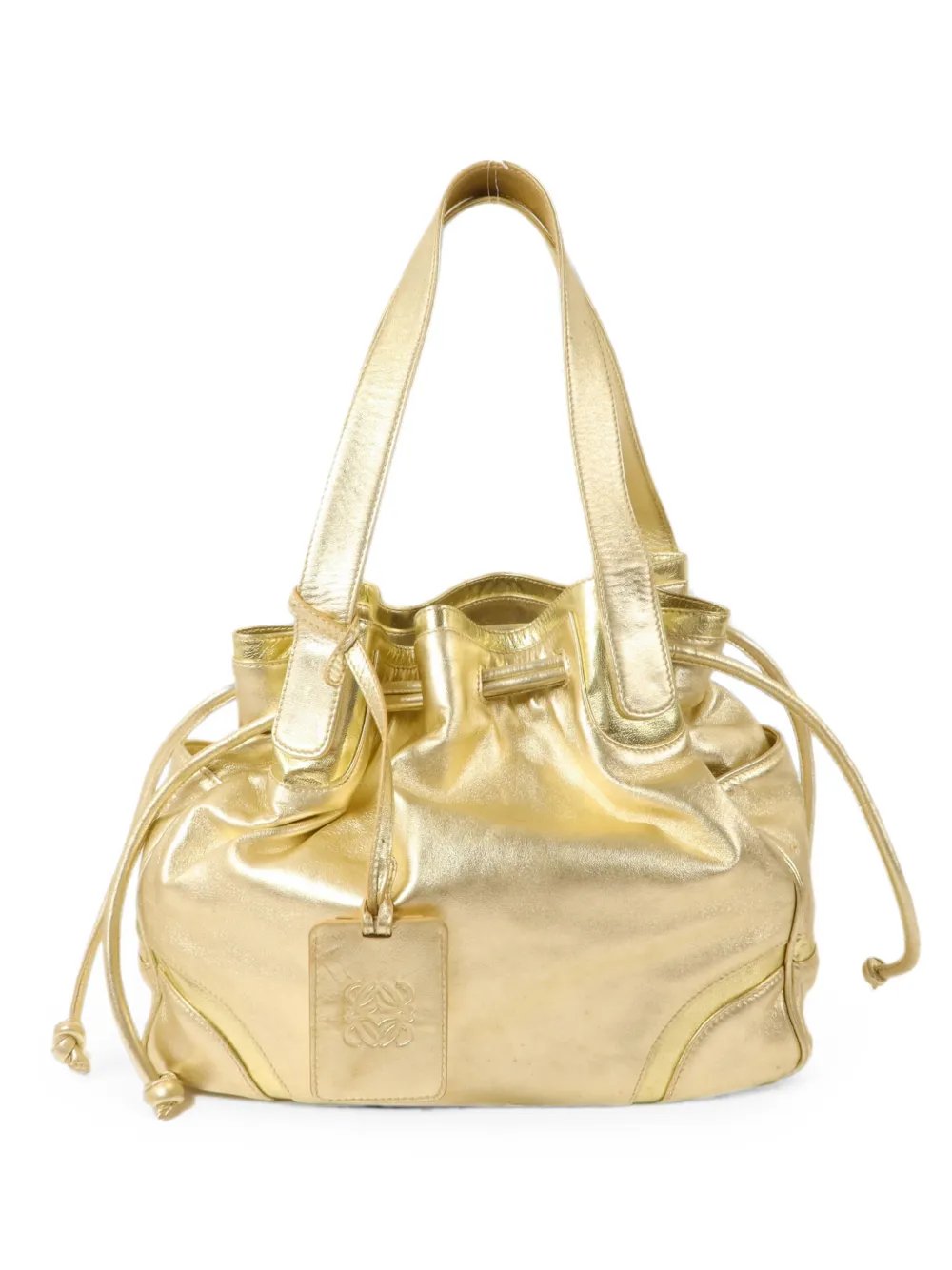 drawstring leather shoulder bag
