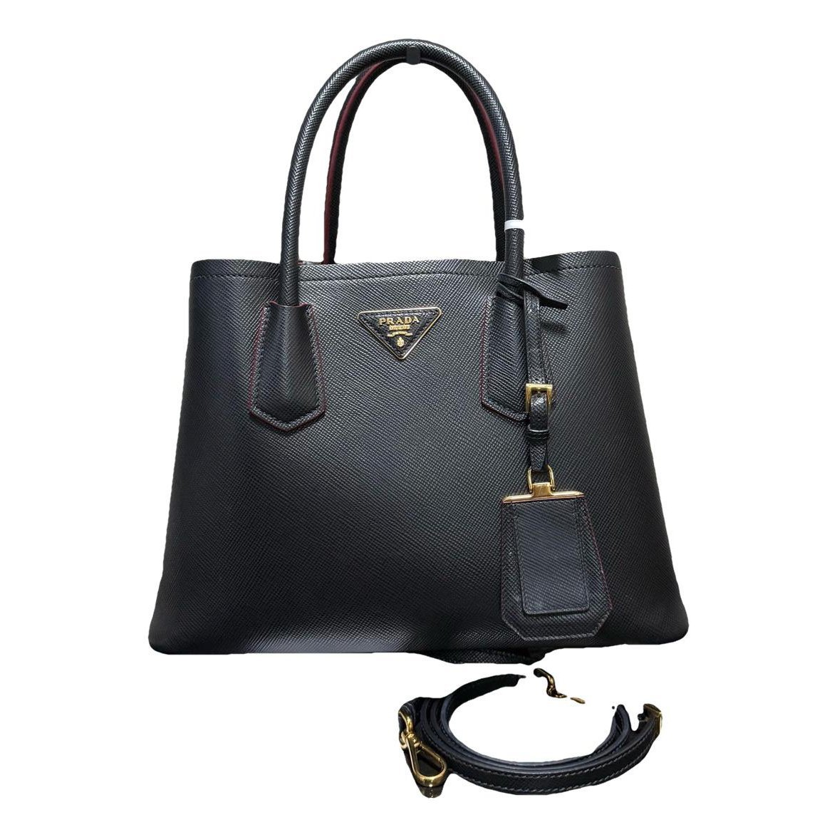 Double leather handbag