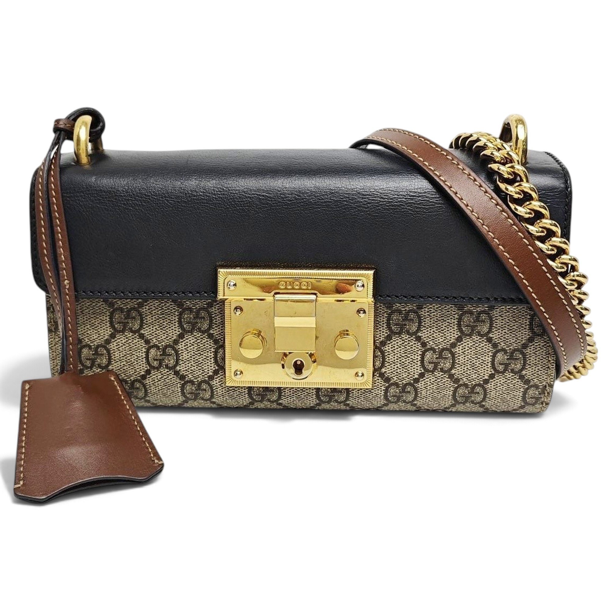 Padlock leather handbag