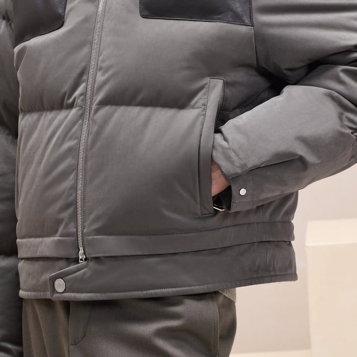 Basalte Puffer Coat With Leather Detail