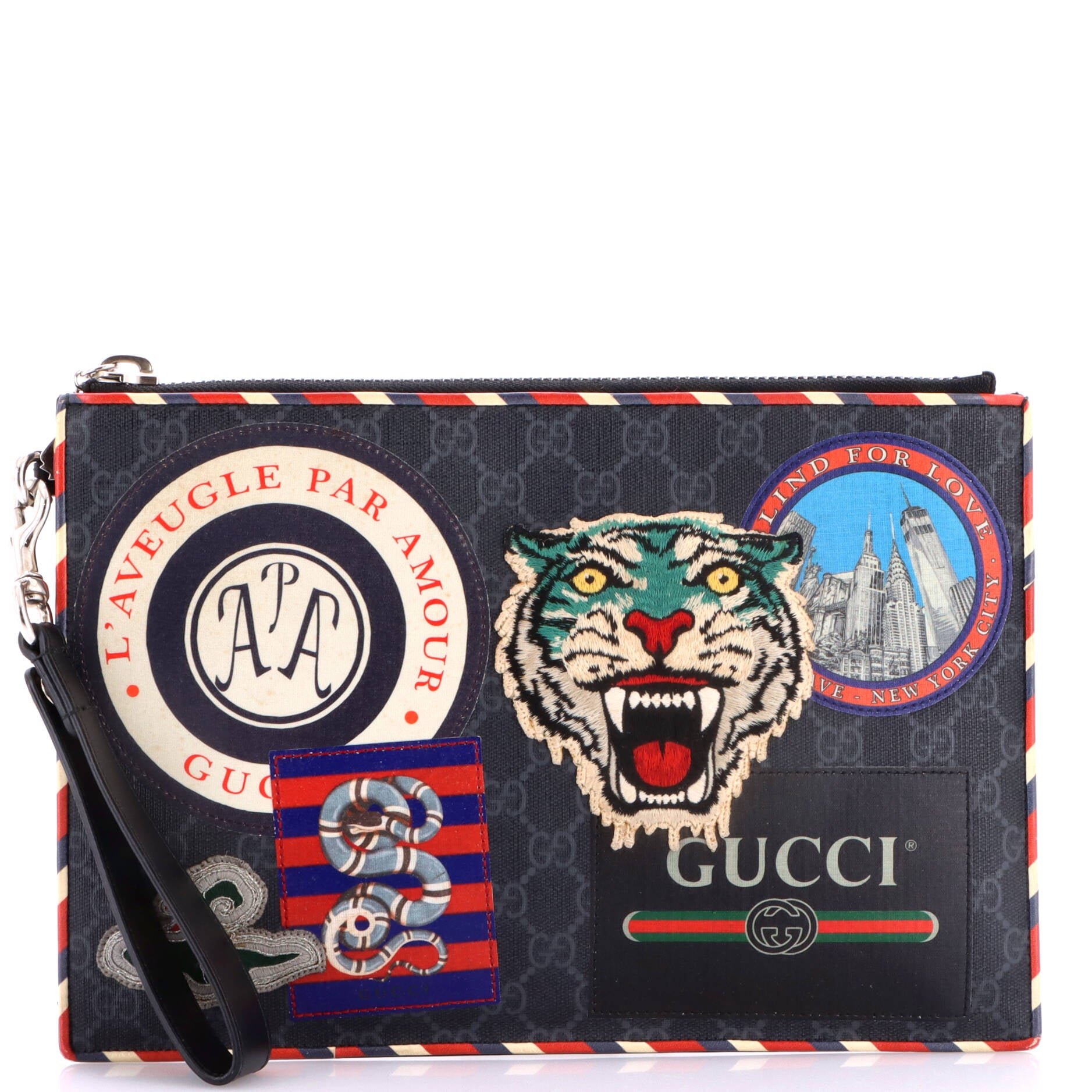 Night Courrier Pouch GG Coated Canvas with Applique