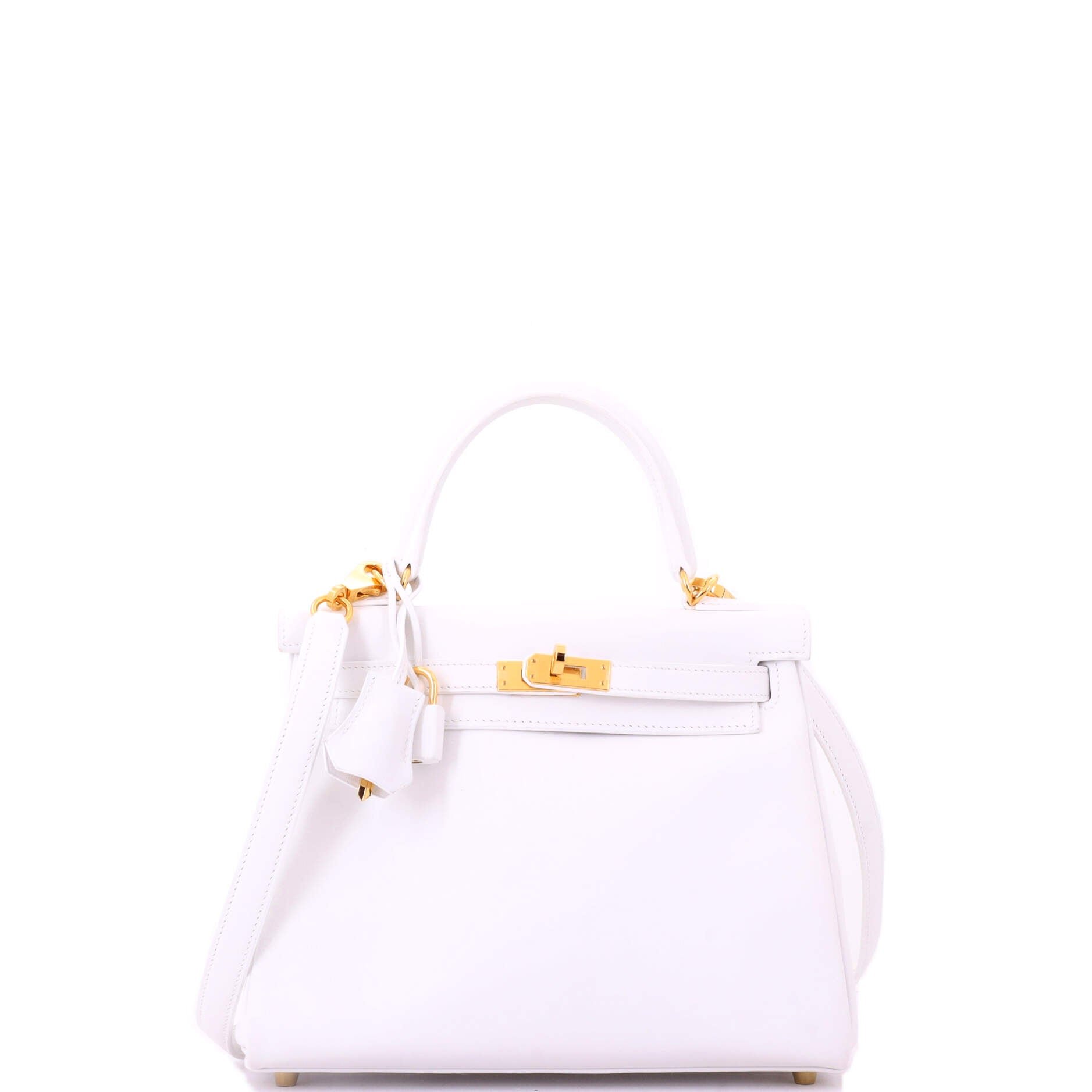 Kelly Handbag New White Swift with Gold Hardware 25