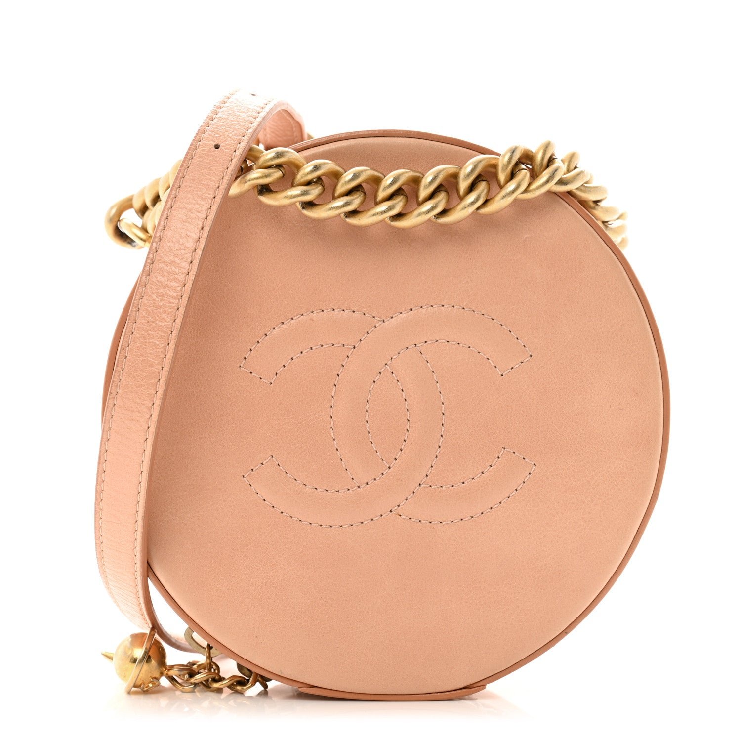Chanel Glazed Calfskin Round As Earth Evening Bag Beige