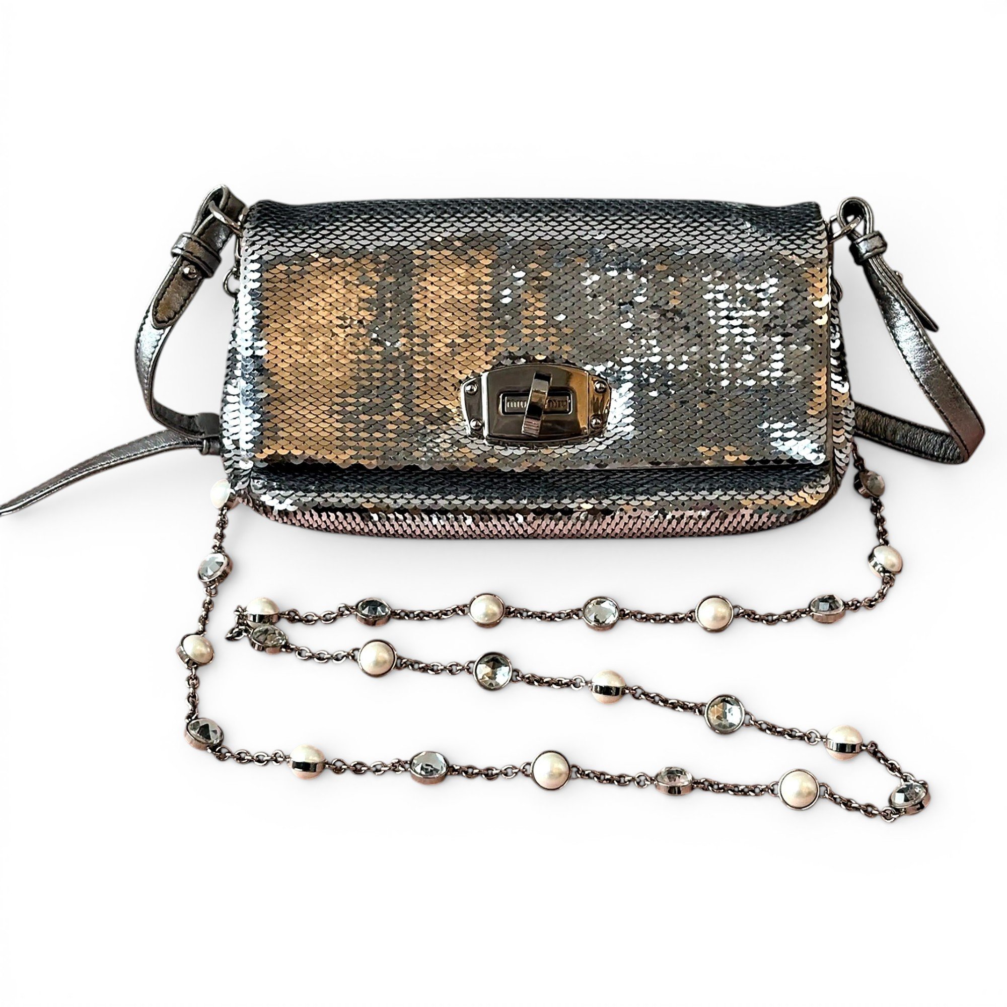 Miu Miu Miu Crystal glitter crossbody bag