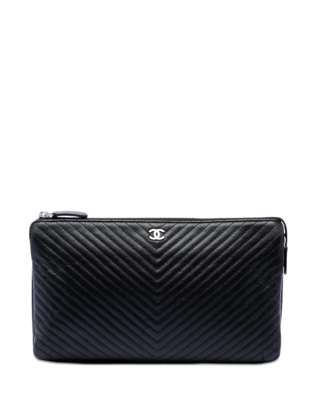 2016-2017 CC Chevron Caviar Zip clutch bag