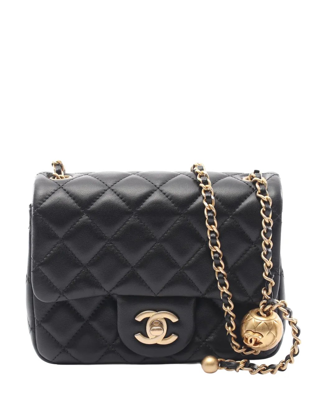 2020 Mini Square Classic Lambskin Pearl Crush Single Flap crossbody bag