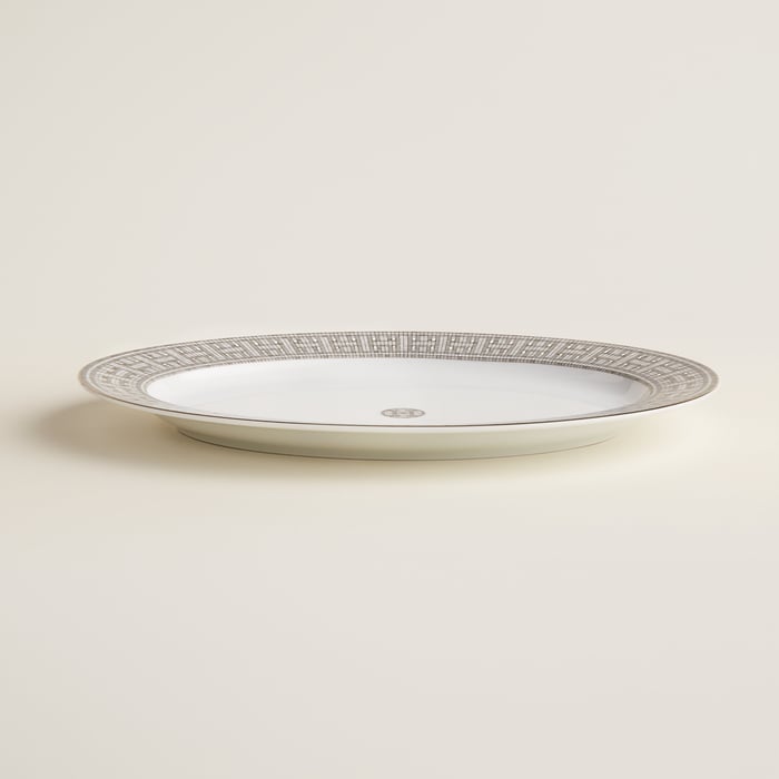 Sans Coloris Mosaique Au 24 Platinum Oval Platter, Small Model