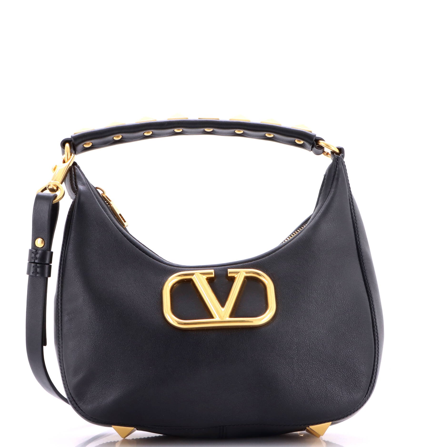 Stud Sign Zip Hobo Leather