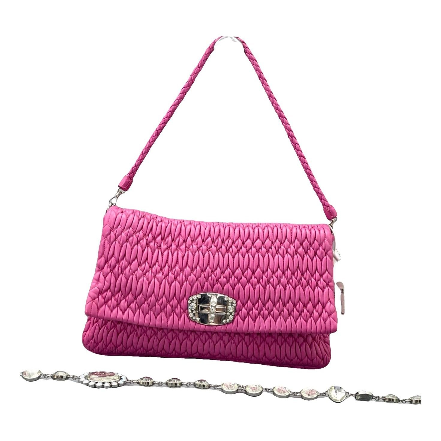 Miu Crystal leather handbag