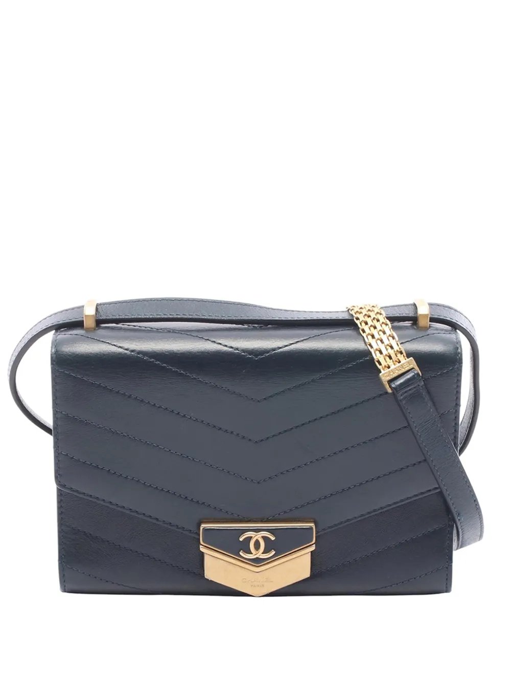 2018-2019 Small CC Chevron Calfskin Medal Flap crossbody bag