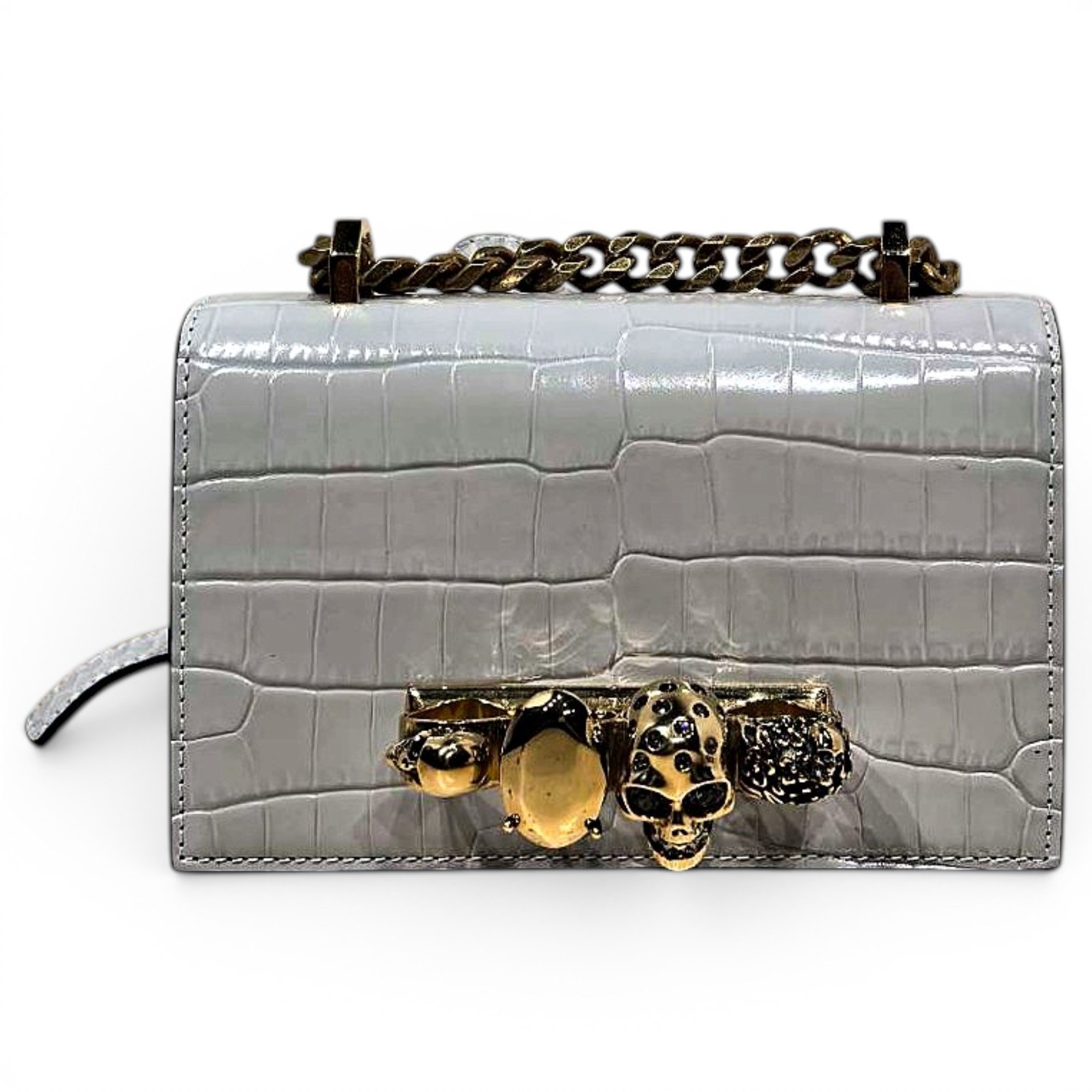 Knuckle leather crossbody bag