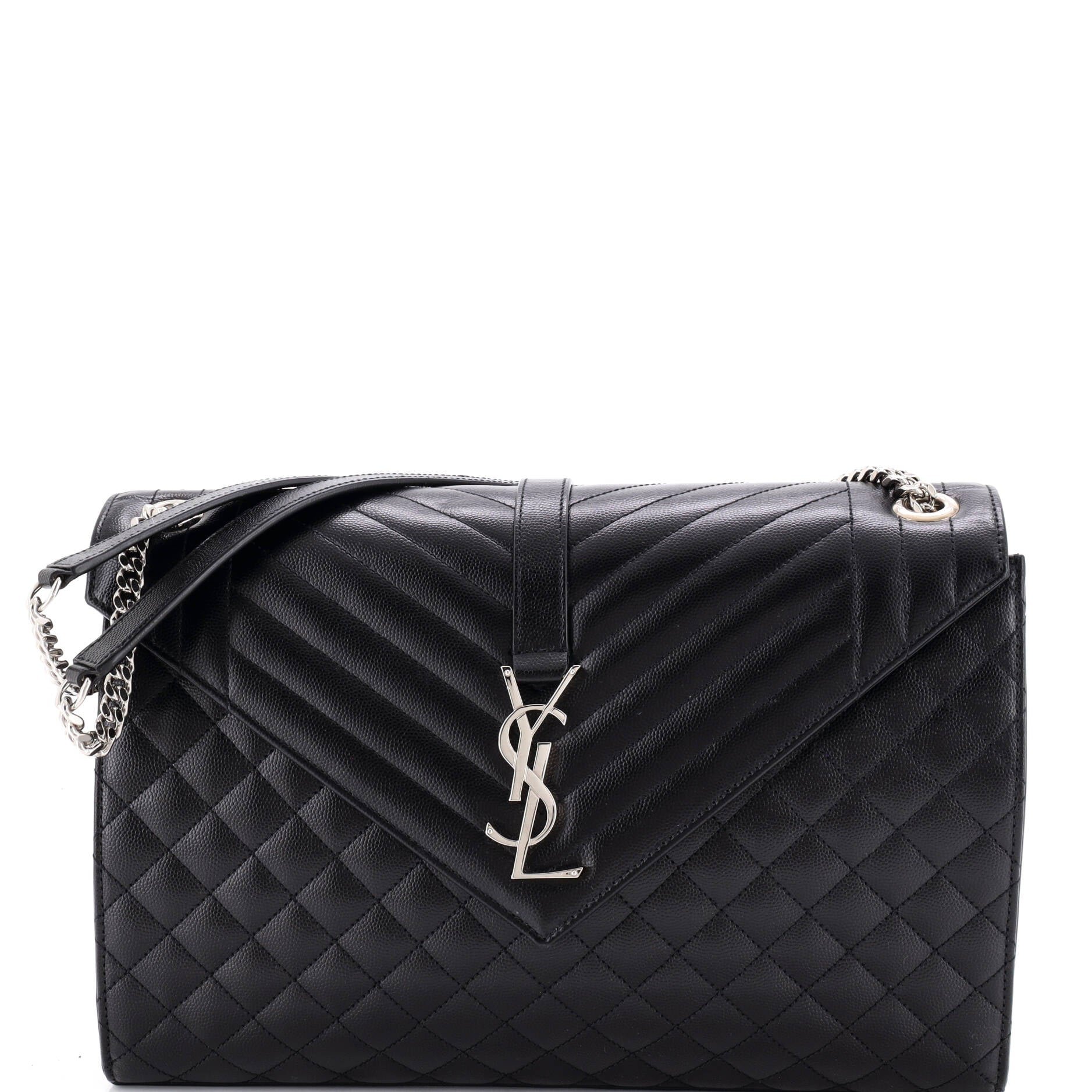 Classic Monogram Envelope Satchel Mixed Matelasse Leather Large