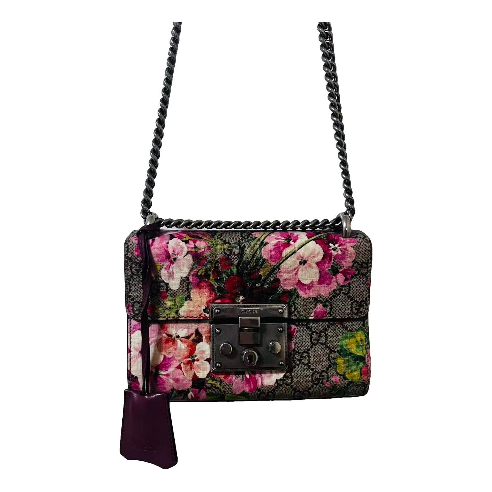 Padlock leather handbag