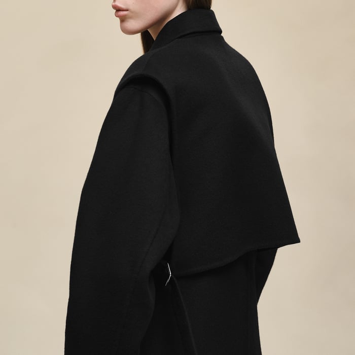 Noir Long Storm Flap Coat