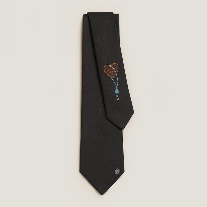 Hermès La Clef du Bonheur tie Noir/Gris | BagUSeek