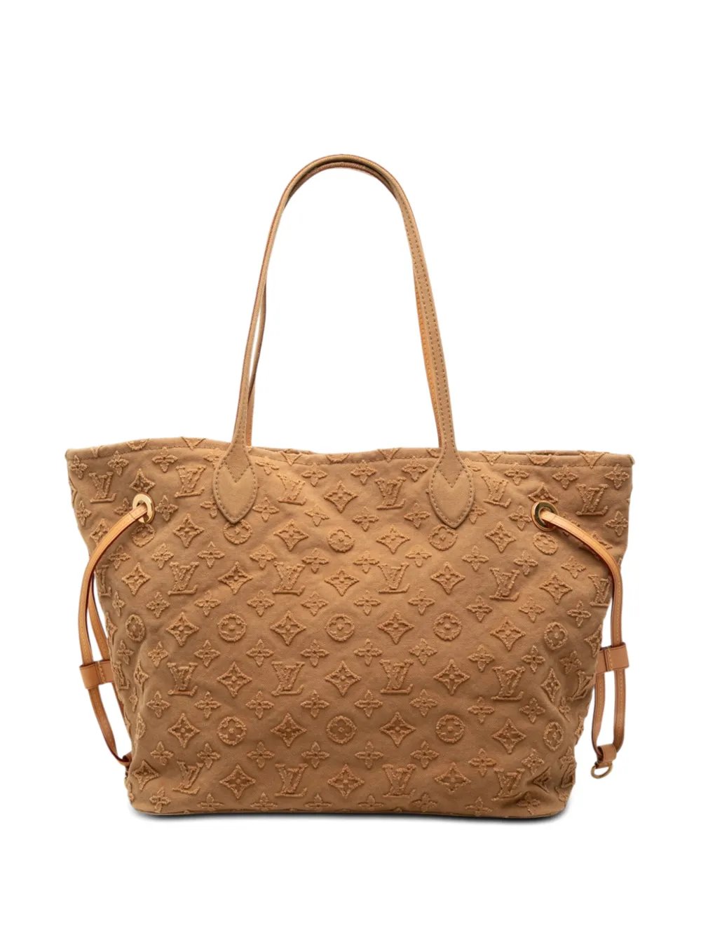 2012 Monogram Stone Denim Neverfull MM tote bag