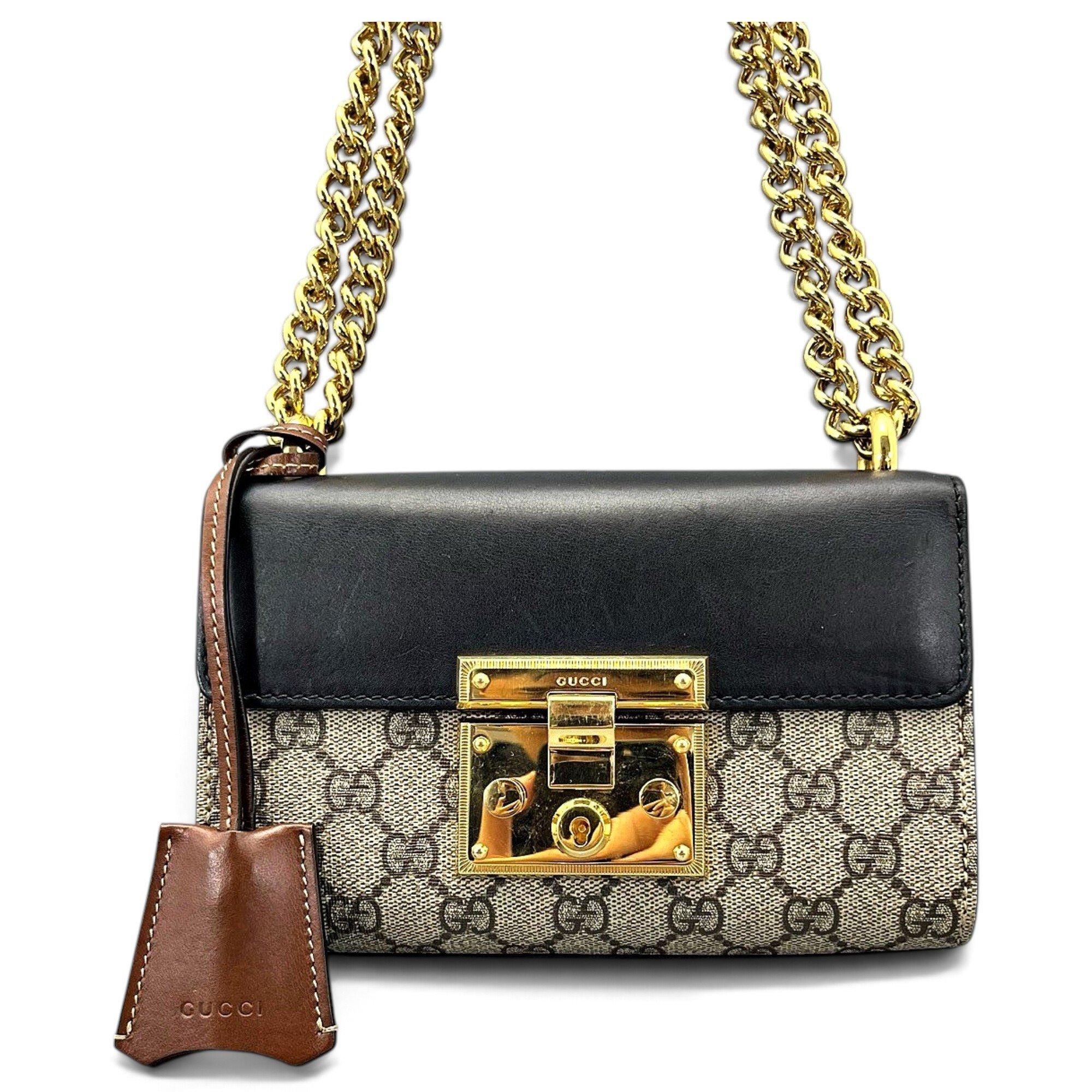 Padlock leather handbag