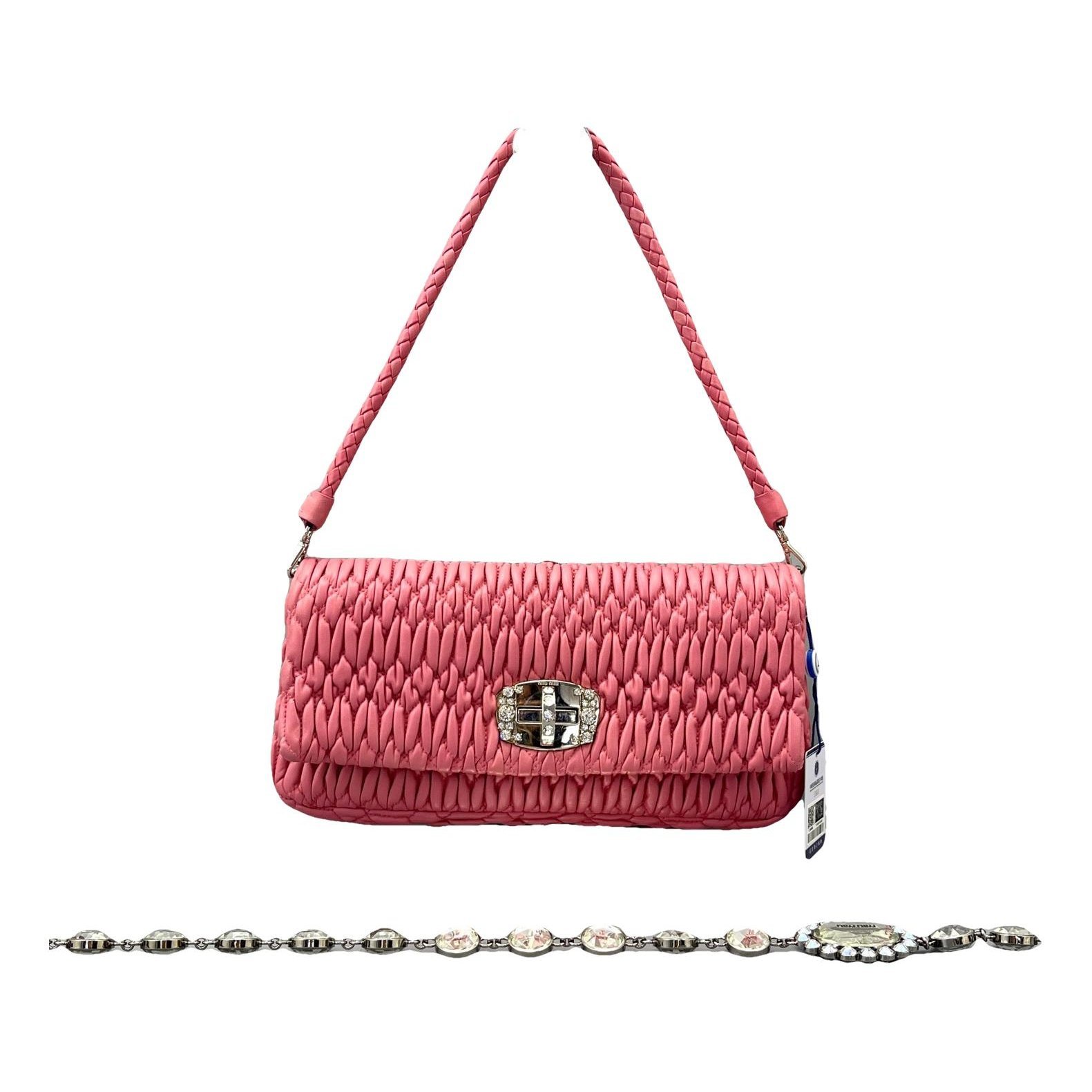 Miu Crystal leather handbag