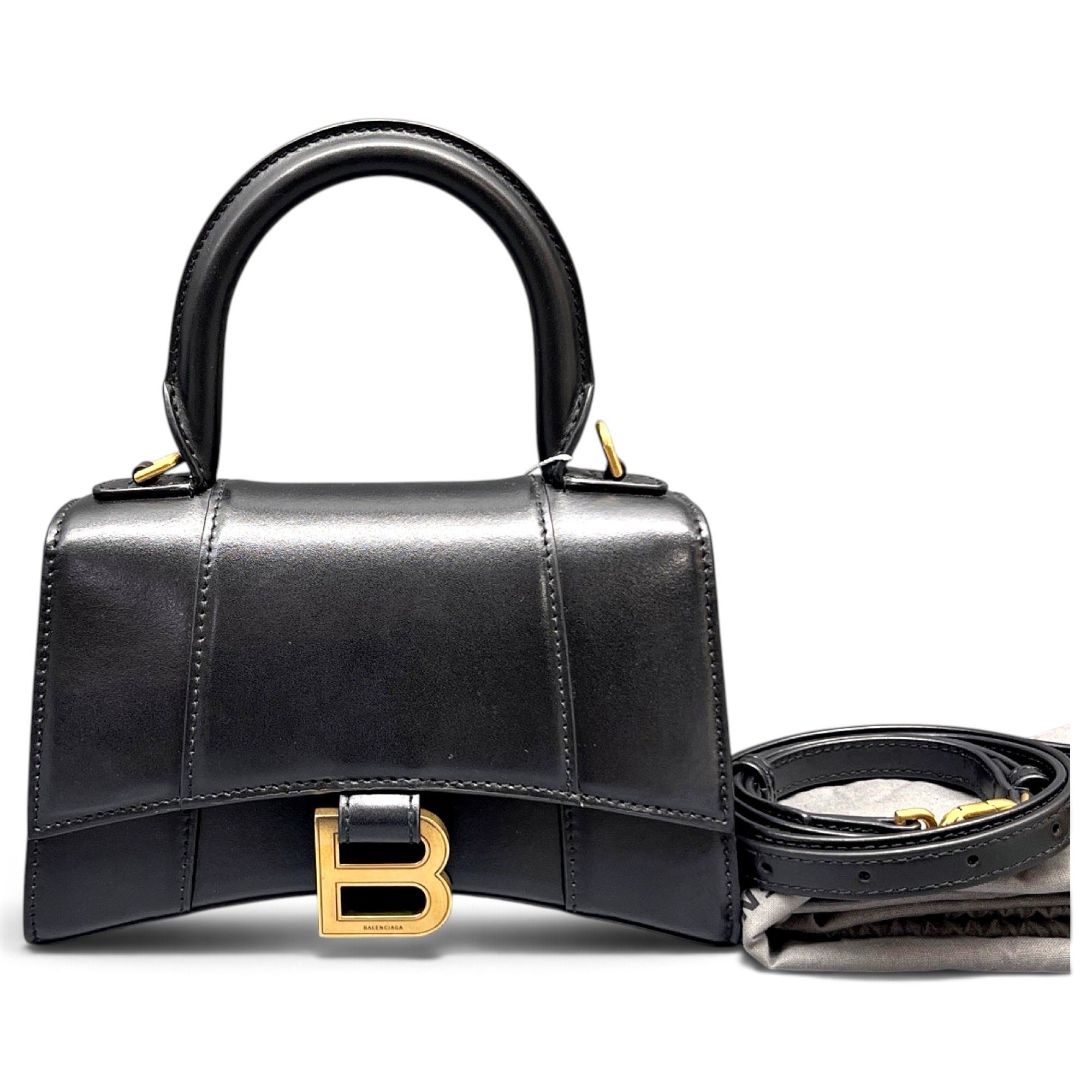 Hourglass leather handbag