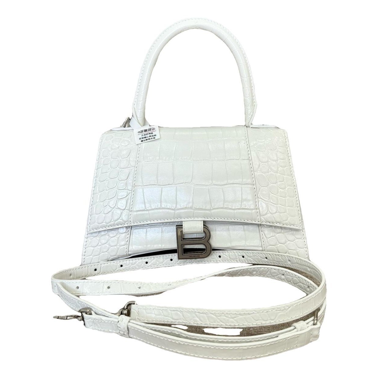 Hourglass leather handbag