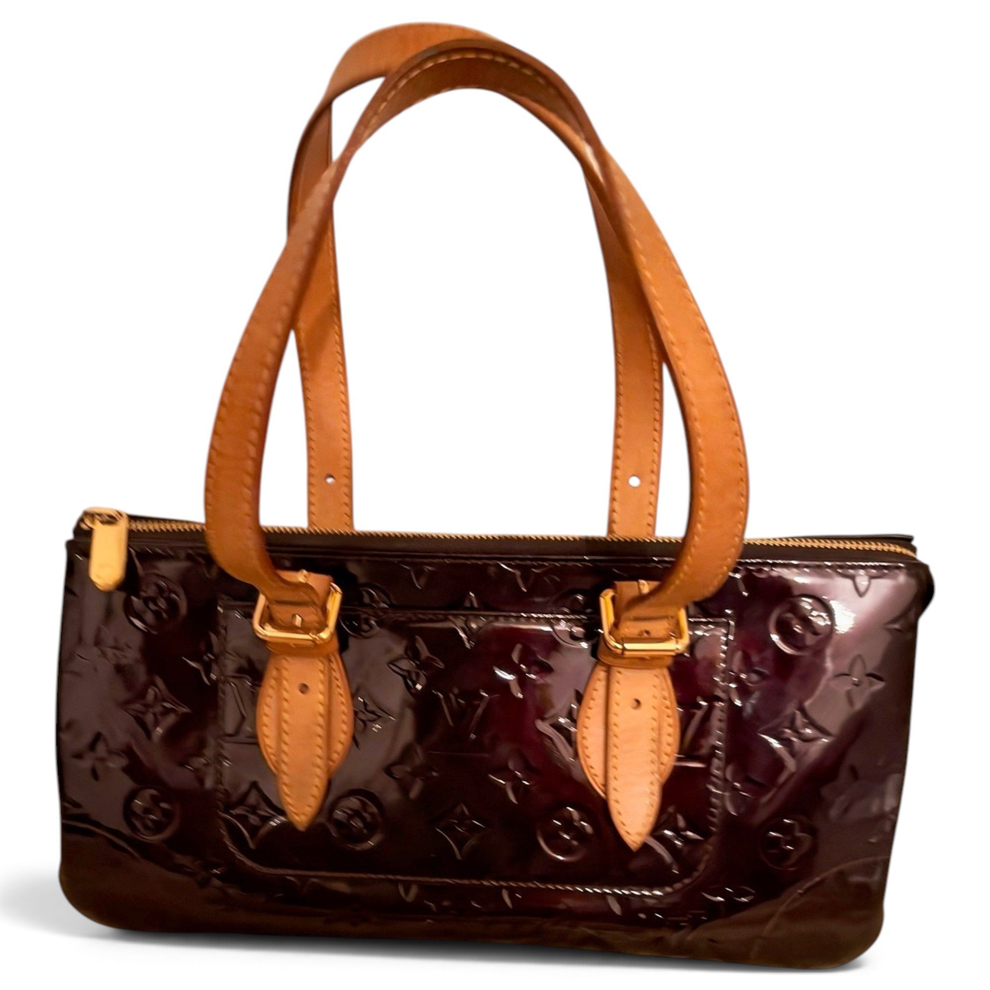 Rosewood patent leather handbag