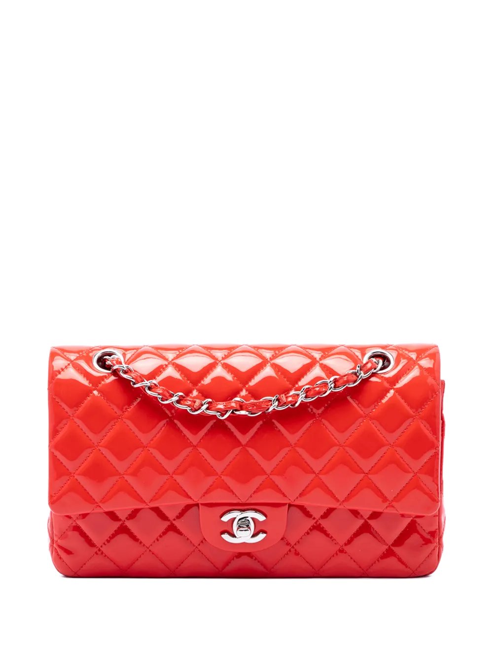 2014 Medium Classic Patent Double Flap shoulder bag