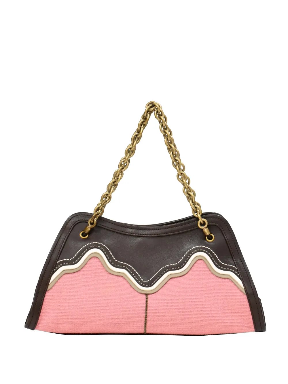 leather-trimmed chain-strap shoulder bag