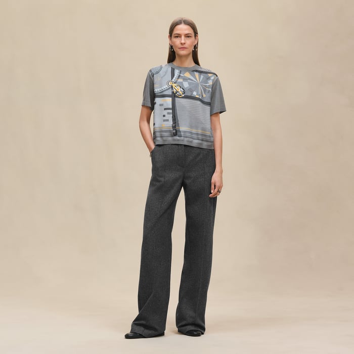 Gris Ténorite "Coloriages De Jour" Short-sleeve Twillaine Sweater